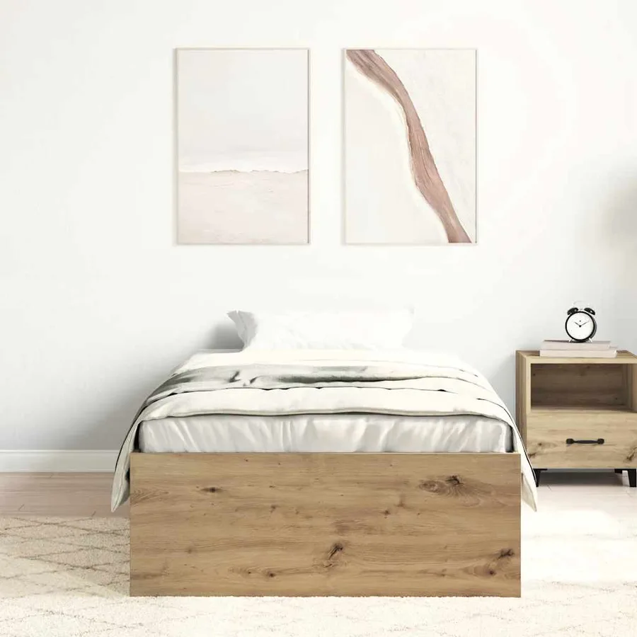 Cadre de lit sans matelas chêne artisanal 100x200 cm - 3