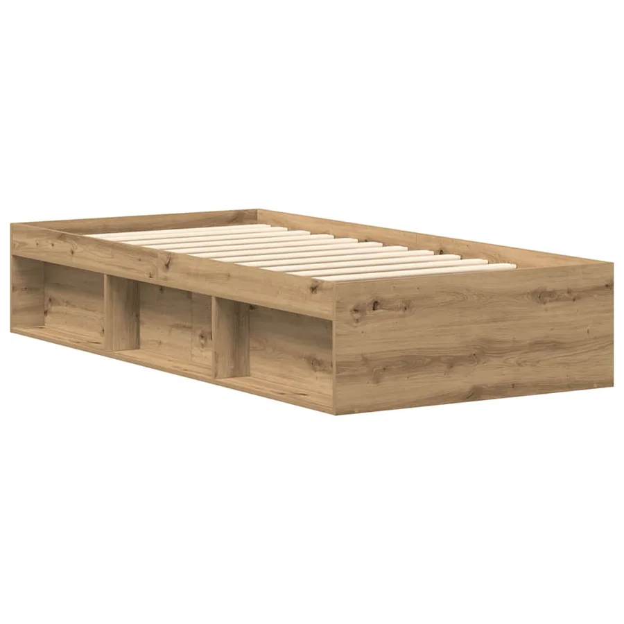 Cadre de lit sans matelas chêne artisanal 100x200 cm - 7