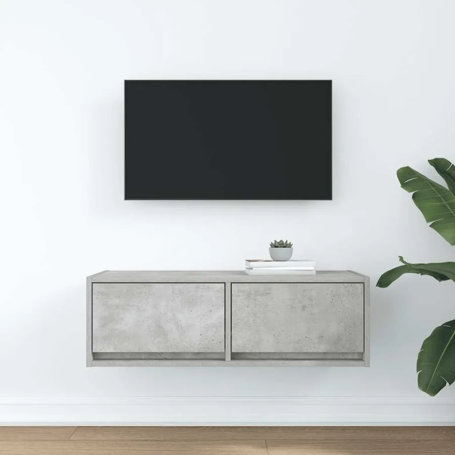 Meuble TV gris béton 80x31x25,5 cm bois d'ingénierie - 3