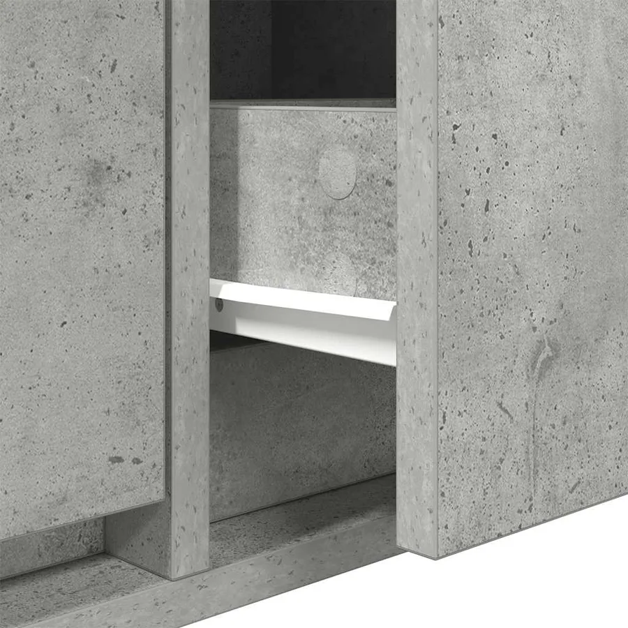 Meuble TV gris béton 80x31x25,5 cm bois d'ingénierie - 8