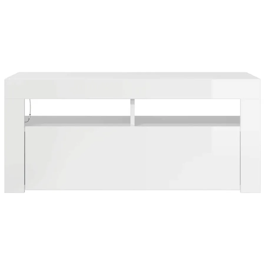 Meuble TV avec lumières LED blanc brillant 90x35x40 cm - 9