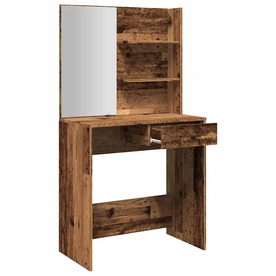 Coiffeuse avec miroir vieux bois 74,5x40x141 cm - 7