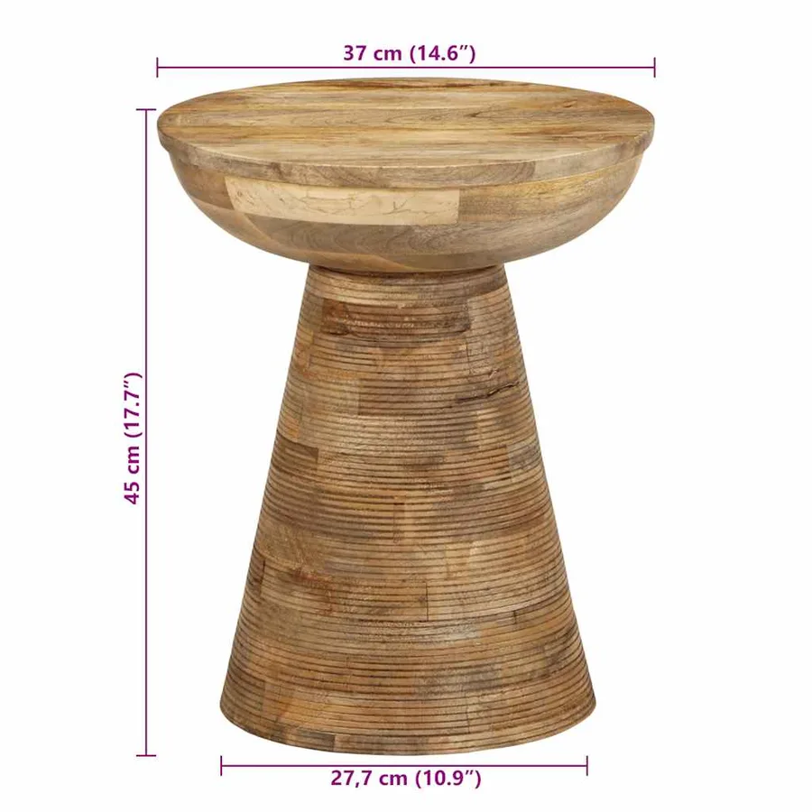 Table d'appoint Ø37x45 cm bois de manguier massif - 9