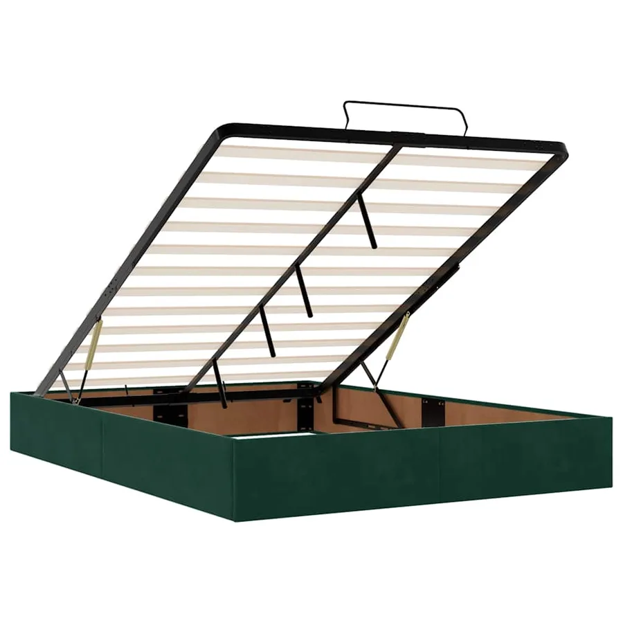 Cadre de lit ottoman avec matelas vert foncé 140x190 cm velours - 11
