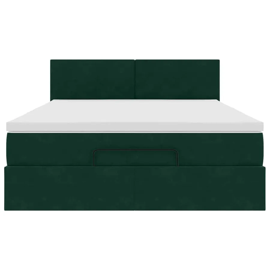 Cadre de lit ottoman avec matelas vert foncé 140x190 cm velours - 6