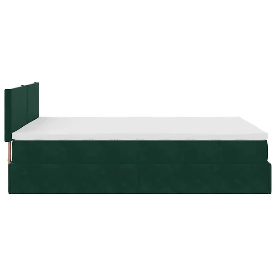 Cadre de lit ottoman avec matelas vert foncé 140x190 cm velours - 9