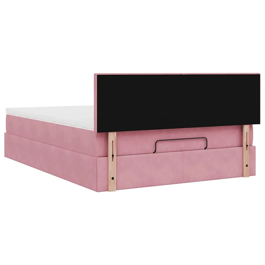 Cadre de lit ottoman avec matelas rose 140x190 cm velours - 10