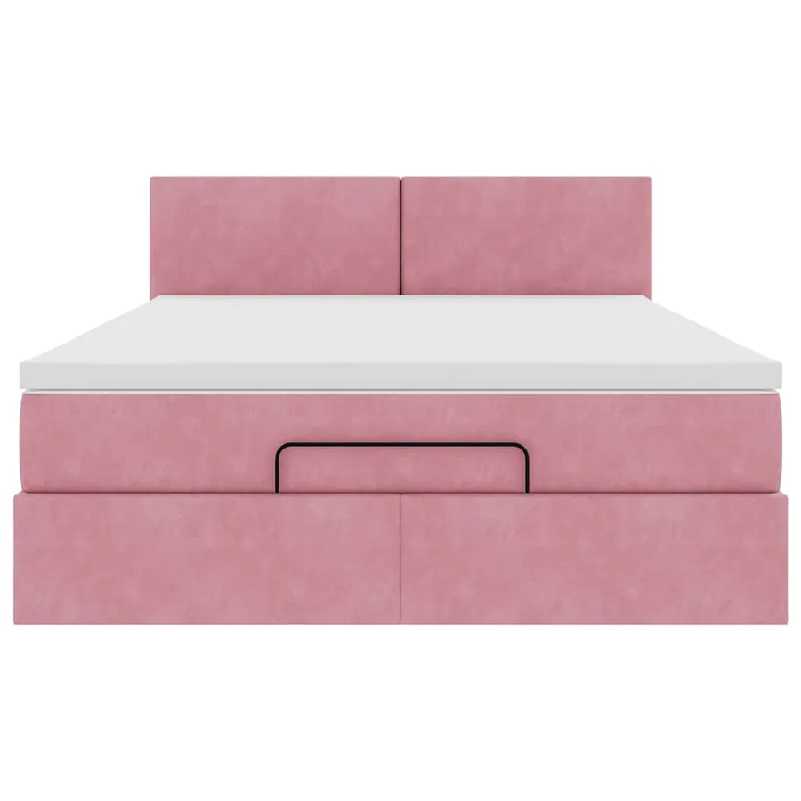 Cadre de lit ottoman avec matelas rose 140x190 cm velours - 6