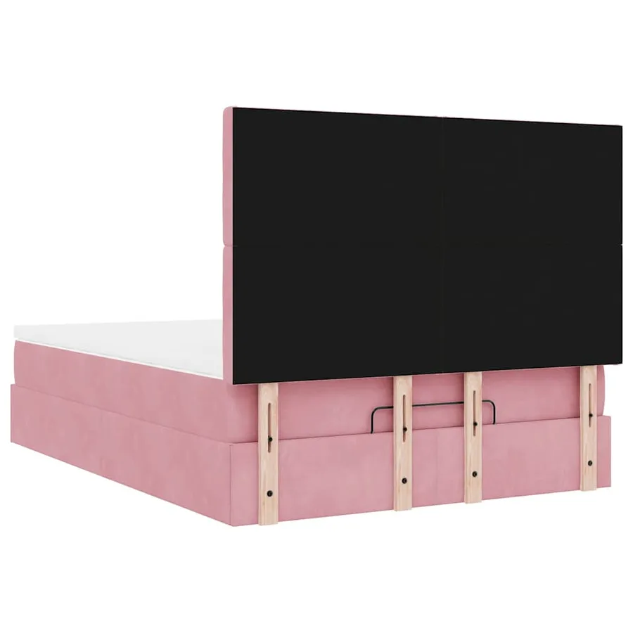 Cadre de lit ottoman avec matelas rose 140x190 cm velours - 9