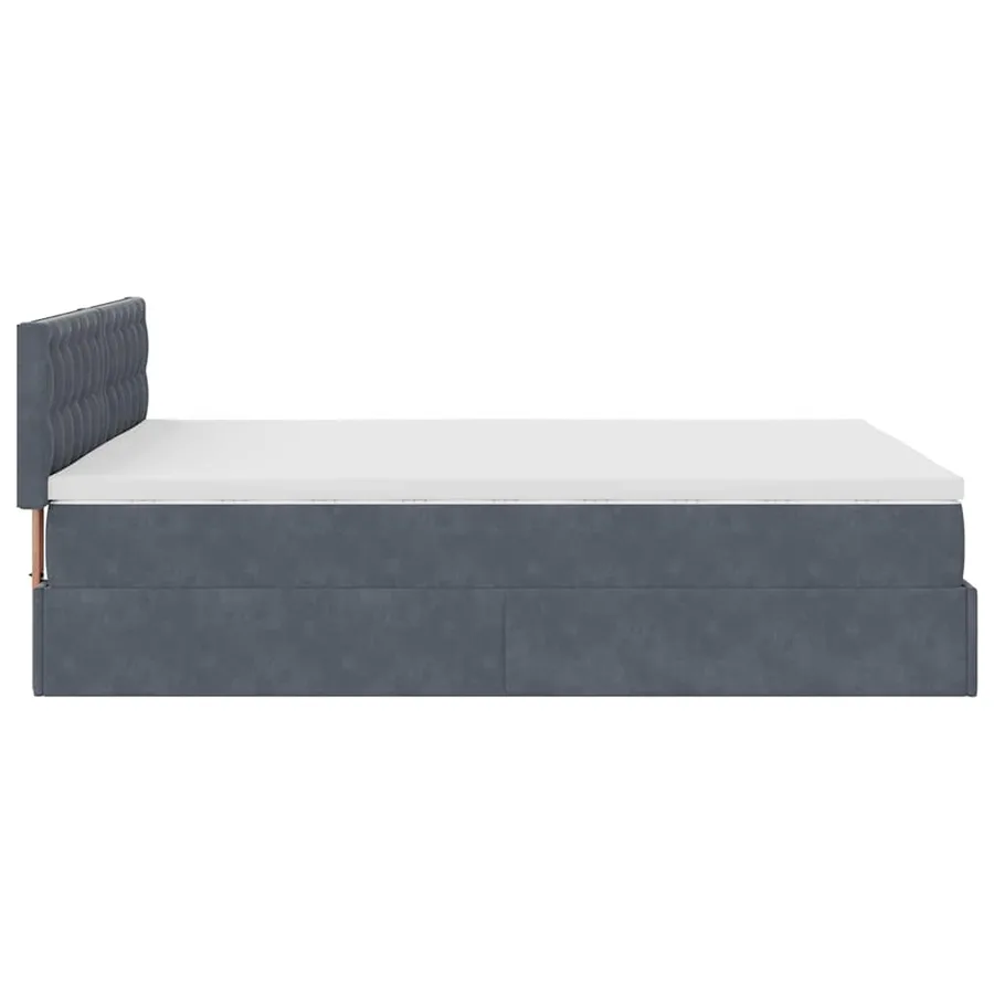 Cadre de lit ottoman avec matelas gris foncé 140x190 cm velours - 11