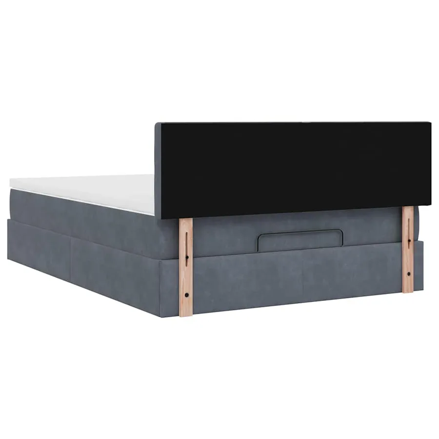 Cadre de lit ottoman avec matelas gris foncé 140x190 cm velours - 12