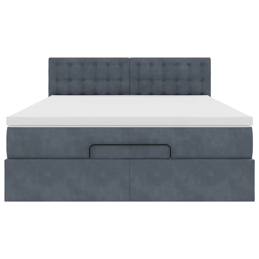 Cadre de lit ottoman avec matelas gris foncé 140x190 cm velours - 9