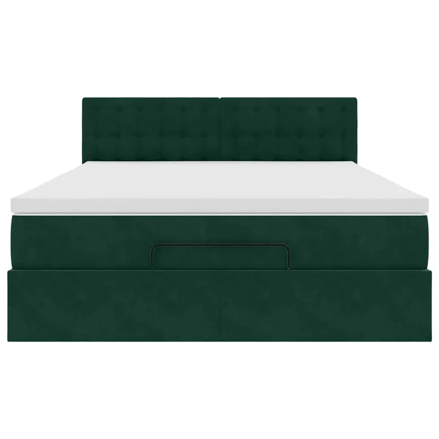 Cadre de lit ottoman avec matelas vert foncé 140x190 cm velours - 8