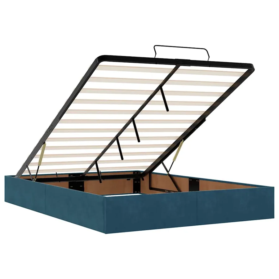 Cadre de lit ottoman avec matelas bleu foncé 140x190 cm velours - 12