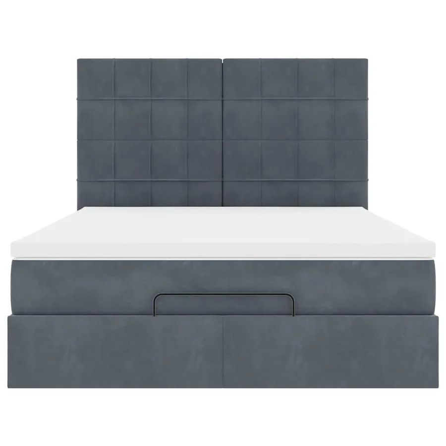 Cadre de lit ottoman avec matelas gris foncé 140x190 cm velours - 8