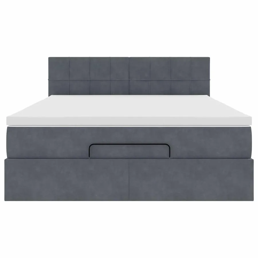 Cadre de lit ottoman avec matelas gris foncé 140x190 cm velours - 5