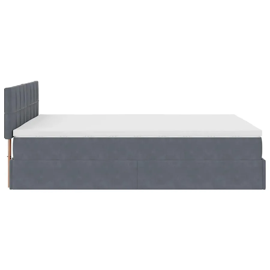 Cadre de lit ottoman avec matelas gris foncé 140x190 cm velours - 8