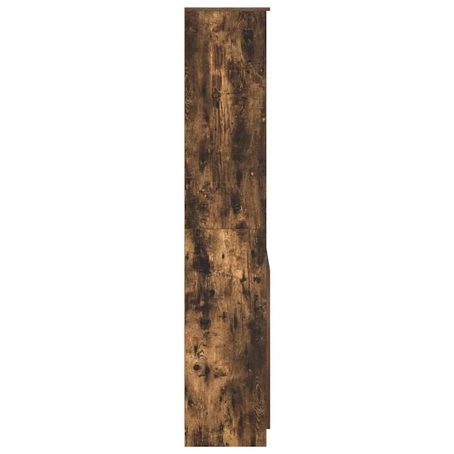 Buffet haut chêne fumé 70x35x180 cm bois d'ingénierie - 7
