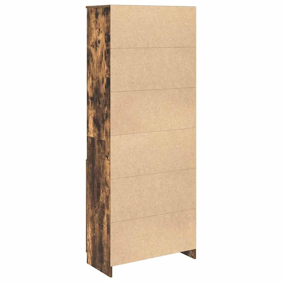Buffet haut chêne fumé 70x35x180 cm bois d'ingénierie - 8