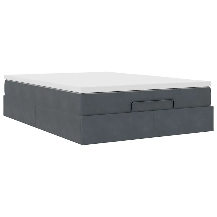 Cadre de lit ottoman avec matelas gris foncé 140x190 cm velours - 5