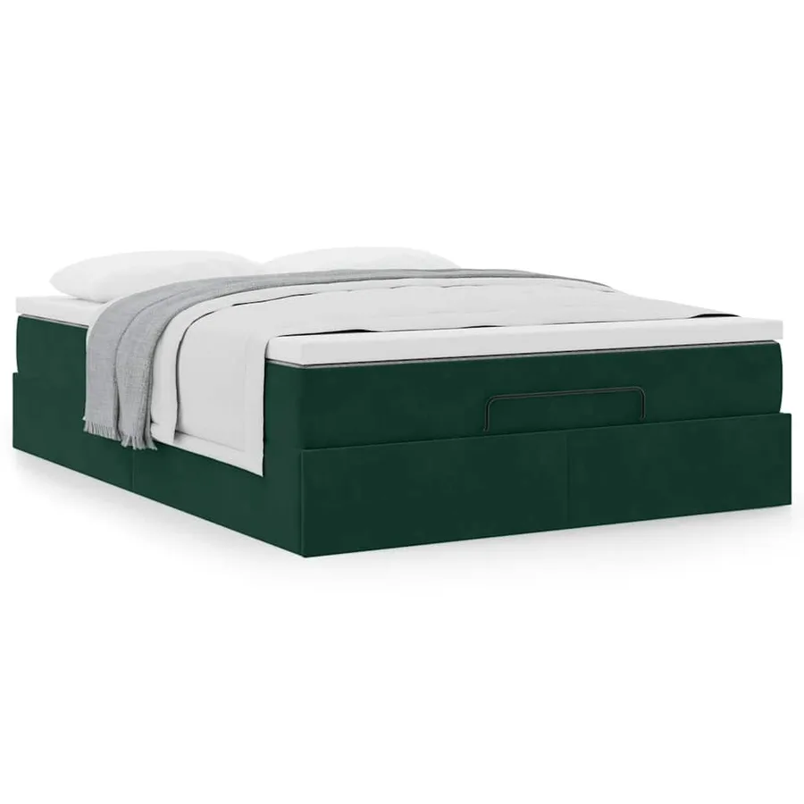 Cadre de lit ottoman avec matelas vert foncé 140x190 cm velours - 4