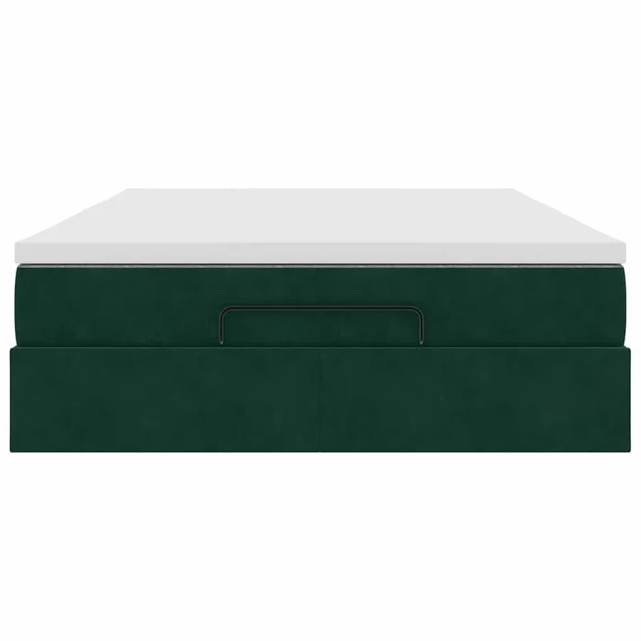 Cadre de lit ottoman avec matelas vert foncé 140x190 cm velours - 7