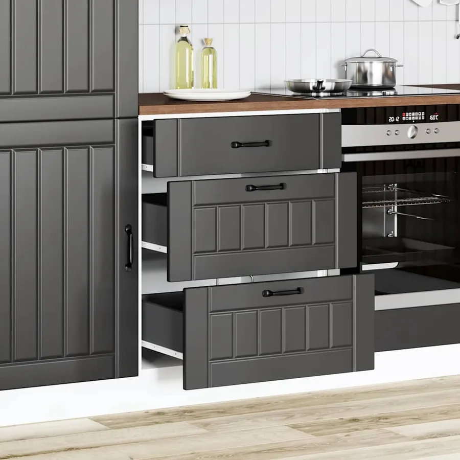 Meuble bas de cuisine « Lucca » en bois d'ingénierie noir - 3