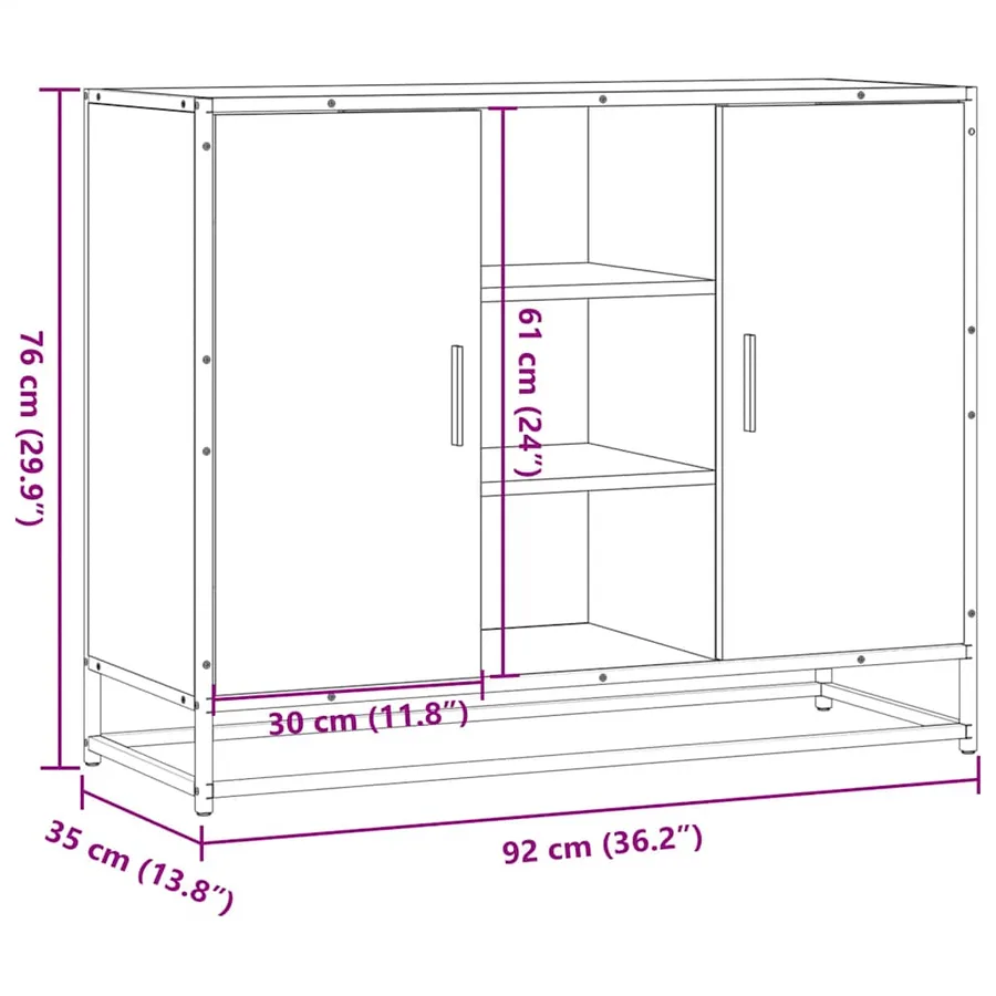 Buffet chêne fumé 92x35x76 cm bois d'ingénierie - 10