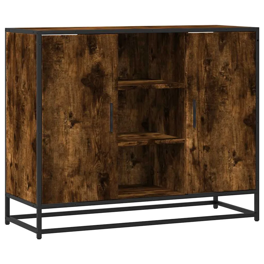 Buffet chêne fumé 92x35x76 cm bois d'ingénierie - 2