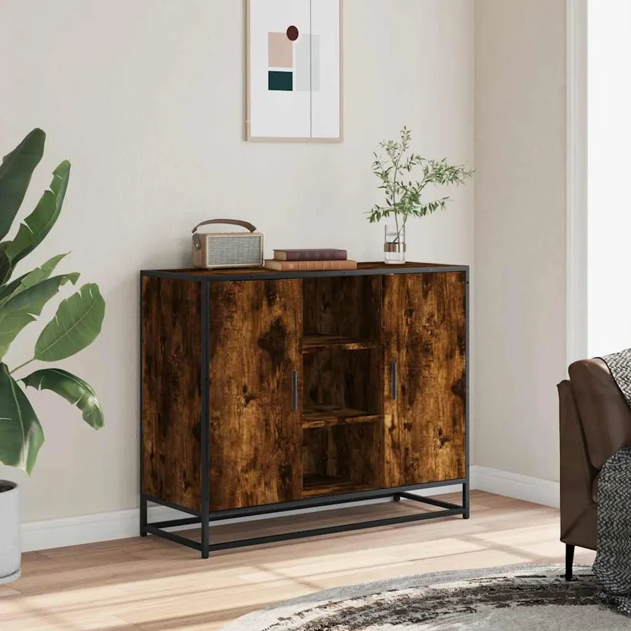 Buffet chêne fumé 92x35x76 cm bois d'ingénierie - 3