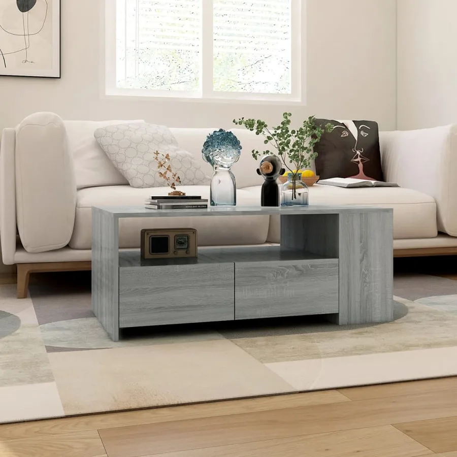 Table basse sonoma gris 102x55x42 cm bois d'ingénierie - 5