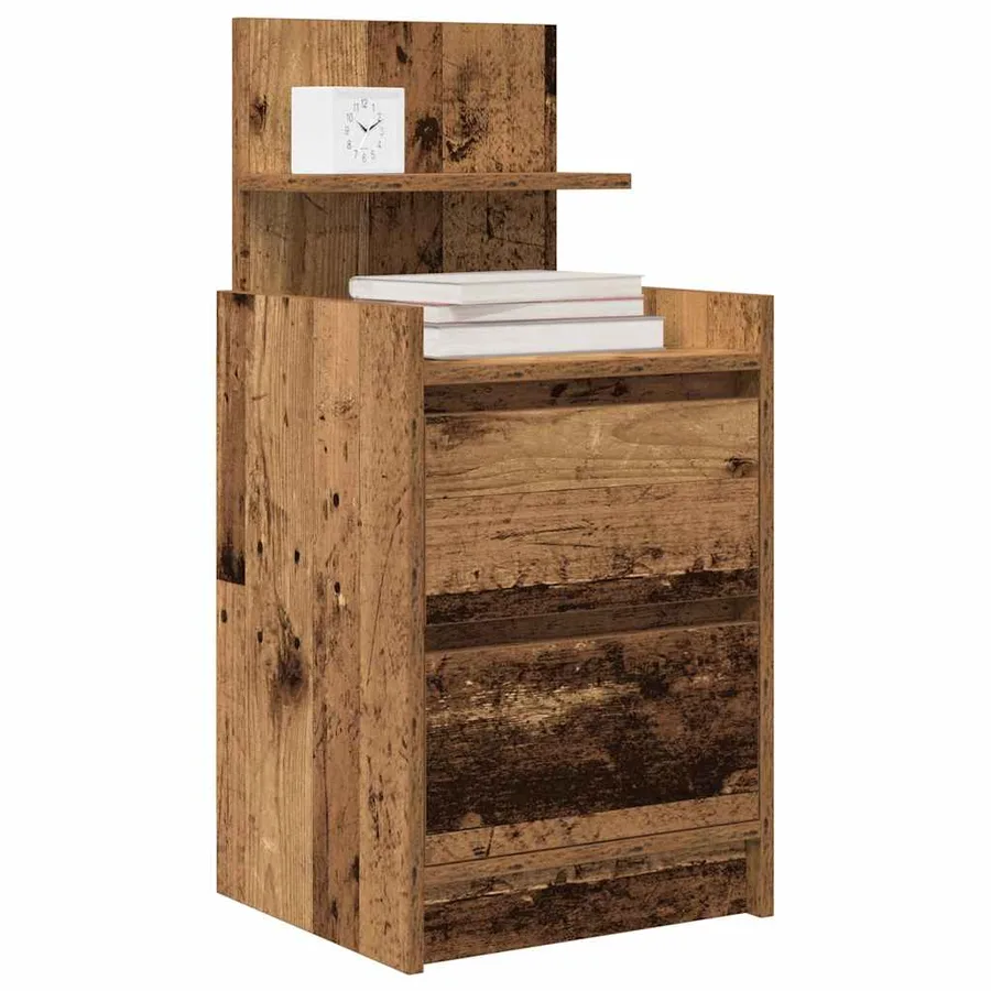 Table de chevet avec 2 tiroirs vieux bois 38x34x80 cm - 4