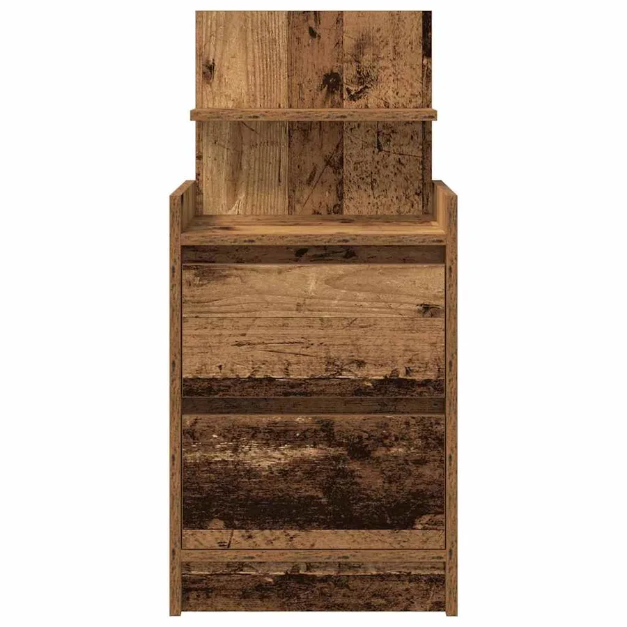 Table de chevet avec 2 tiroirs vieux bois 38x34x80 cm - 6