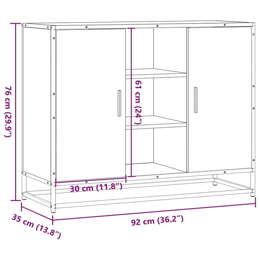 Buffet noir 92x35x76 cm bois d’ingénierie - 10