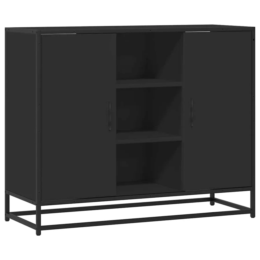 Buffet noir 92x35x76 cm bois d’ingénierie - 2