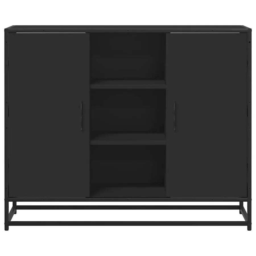 Buffet noir 92x35x76 cm bois d’ingénierie - 4