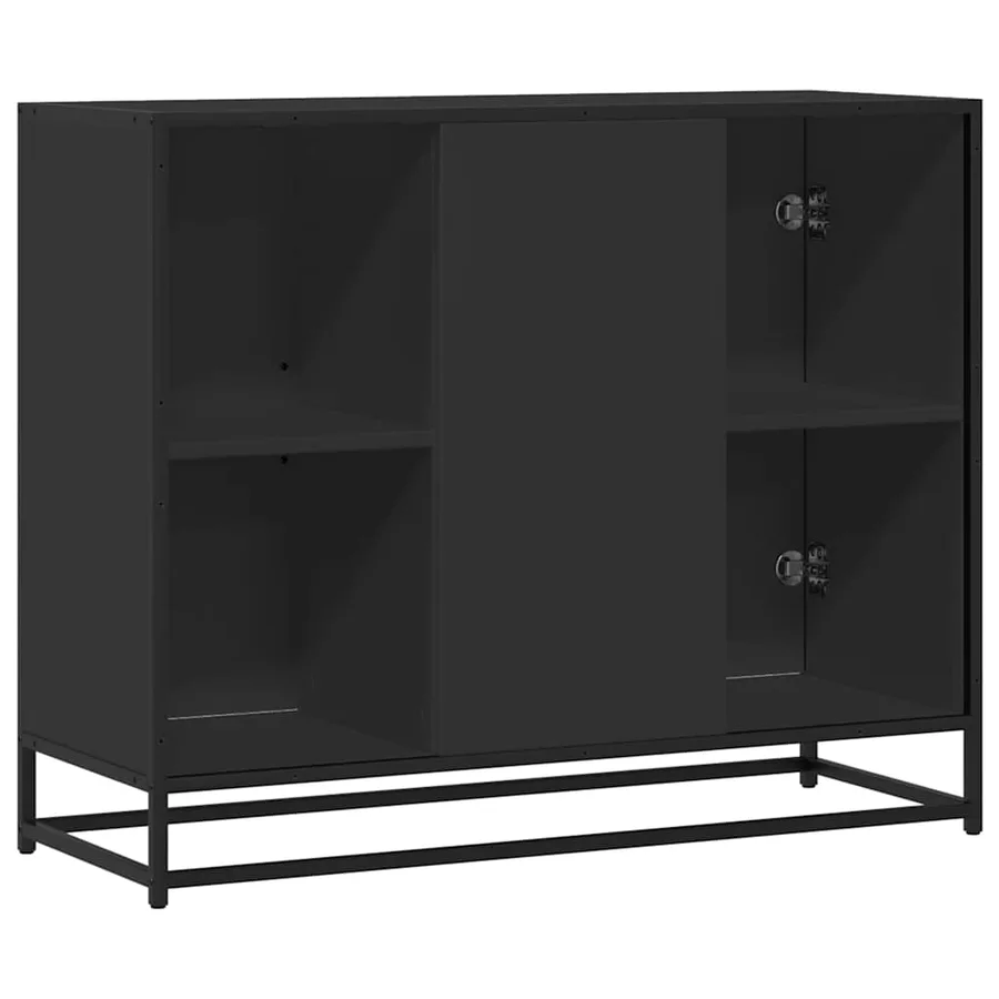 Buffet noir 92x35x76 cm bois d’ingénierie - 6
