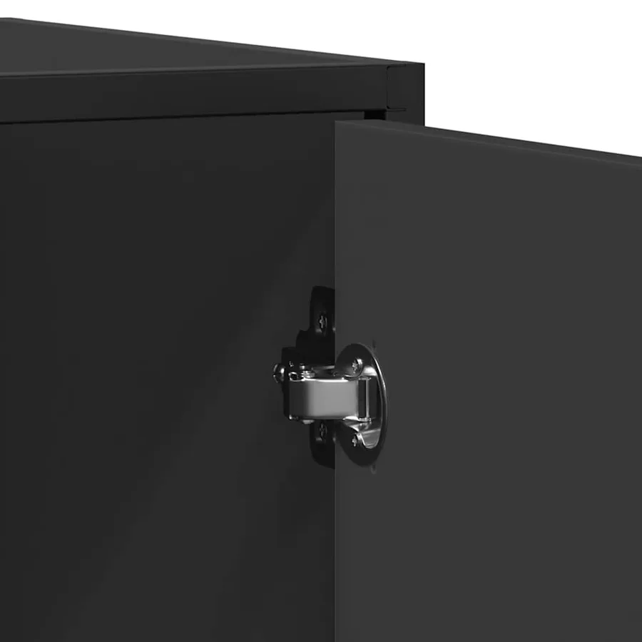 Buffet noir 92x35x76 cm bois d’ingénierie - 8