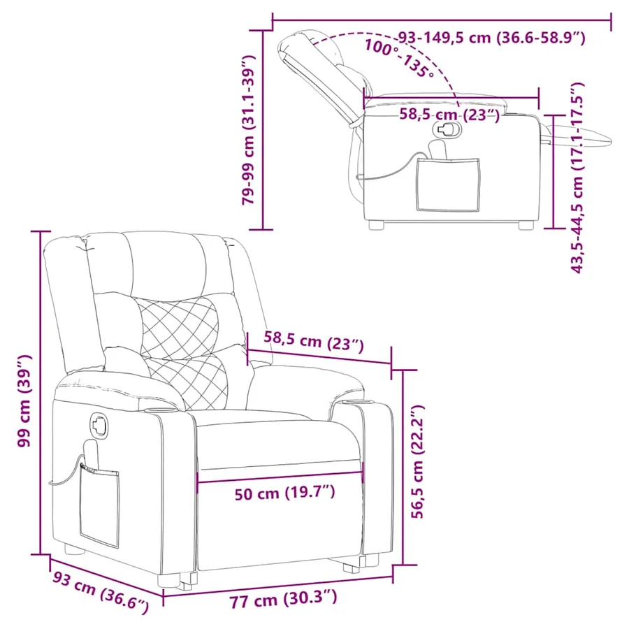 Fauteuil inclinable de massage Vert foncé Tissu - 17