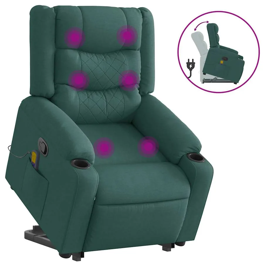 Fauteuil inclinable de massage Vert foncé Tissu - 4