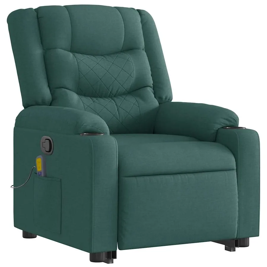 Fauteuil inclinable de massage Vert foncé Tissu - 6