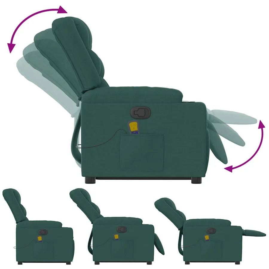 Fauteuil inclinable de massage Vert foncé Tissu - 9