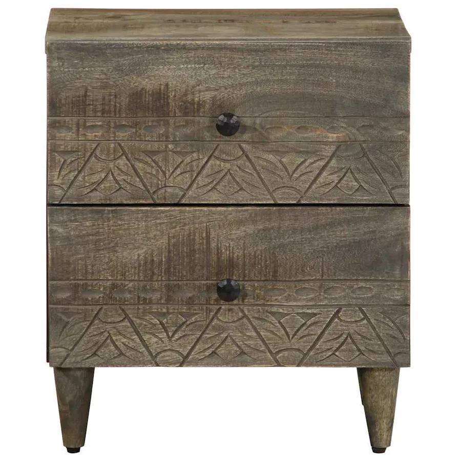 Tables chevet 2 pcs gris clair 40x33x46 cm bois manguier solide - 4