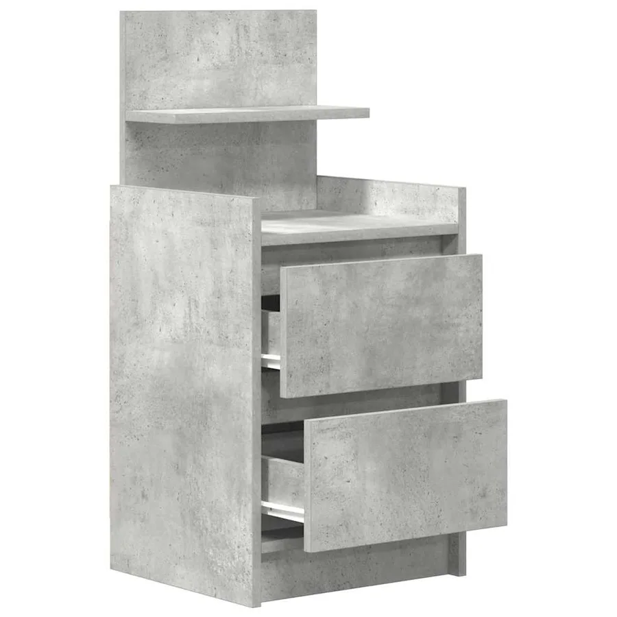 Tables de chevet avec 2 tiroirs 2 pcs gris béton 38x34x80 cm - 6