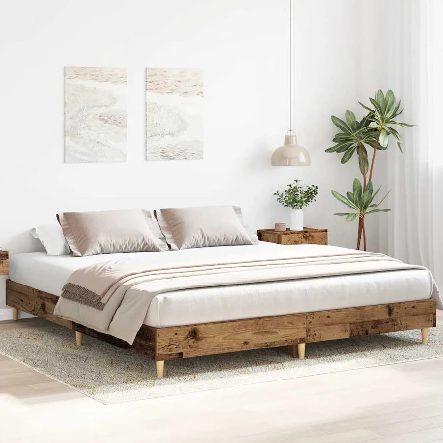 Cadre de lit sans matelas vieux bois 200x200 cm bois ingénierie - 3