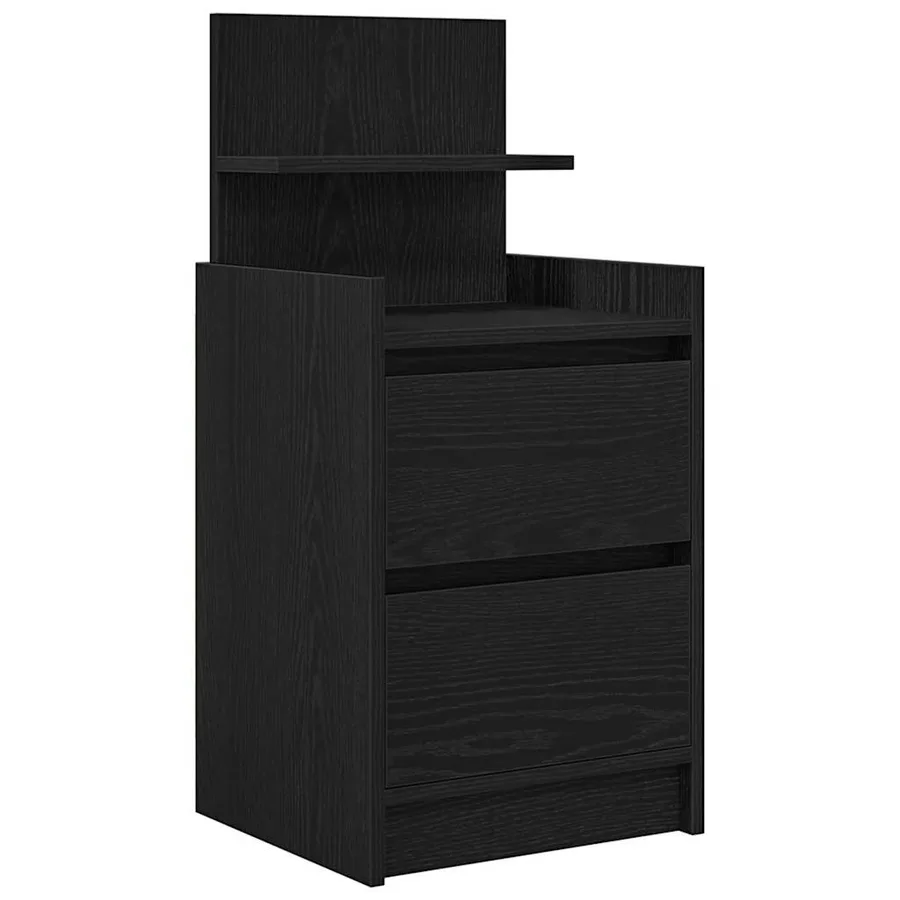 Table de chevet avec 2 tiroirs noir 38x34x80 cm - 2
