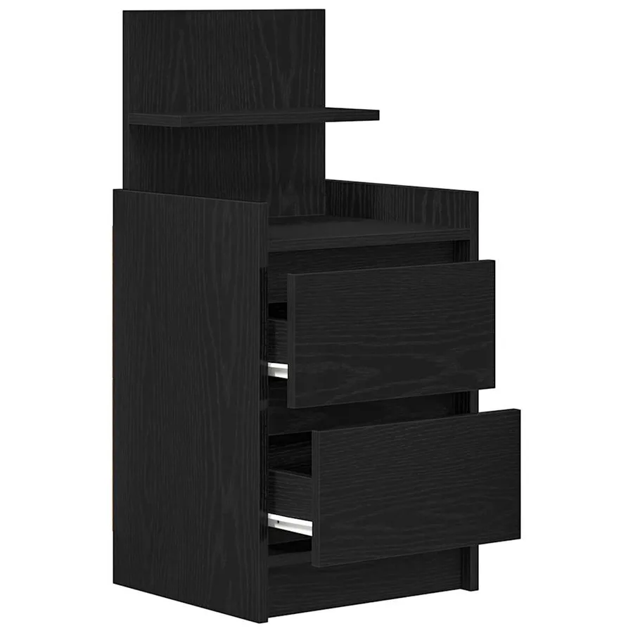 Table de chevet avec 2 tiroirs noir 38x34x80 cm - 5