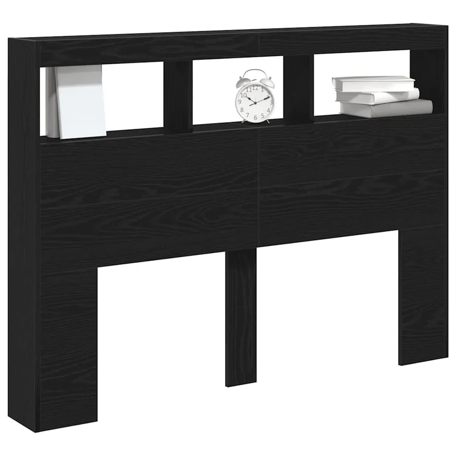 Armoire tête de lit avec LED chêne noir 140x17x102 cm - 5