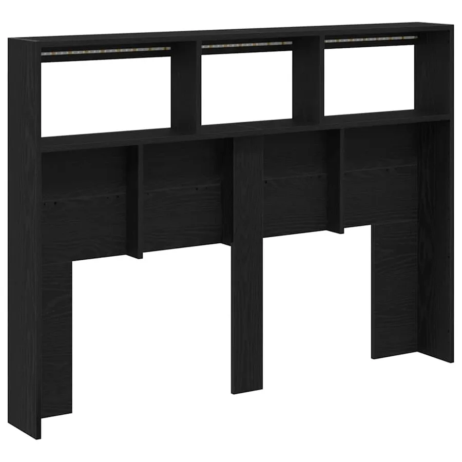 Armoire tête de lit avec LED chêne noir 140x17x102 cm - 9