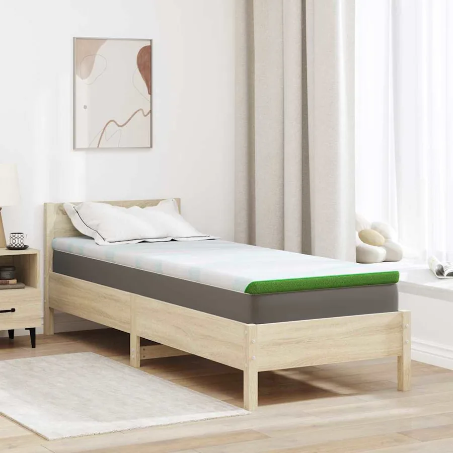 Surmatelas Blanc et vert 80 x 200 cm Tissu Jacquard